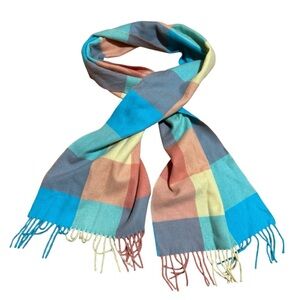 SCOTLAND Made 100% Cashmere Scarf Plaid Check Multicolored Winter Warm OS